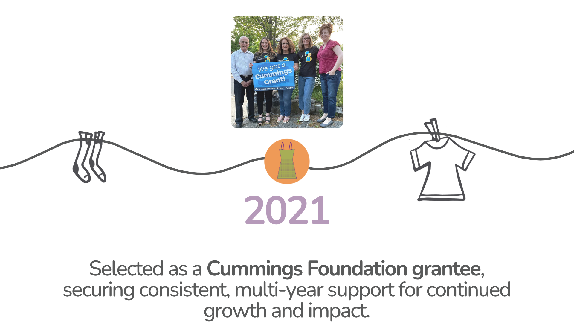 2021 – Selected as a Cummings Foundation grantee, securing consistent, multi-year support for continued growth and impact.